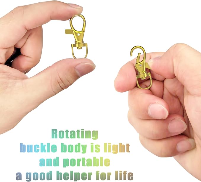 sprookber 100pcs Metal Lobster Claw Clasp with Key Ring, Keychain Rings for Crafts, Key Jewelry DIY Crafts, Lanyard Clips snap Hook, Swivel Clasps Clip (Gold-1.47inch(38mm))