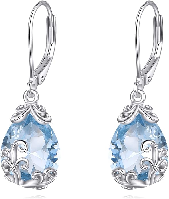POPLYKE Celtic Filigree Teardrop Drop Dangle Earrings Sterling Silver Leverback Earrings Jewelry for Women