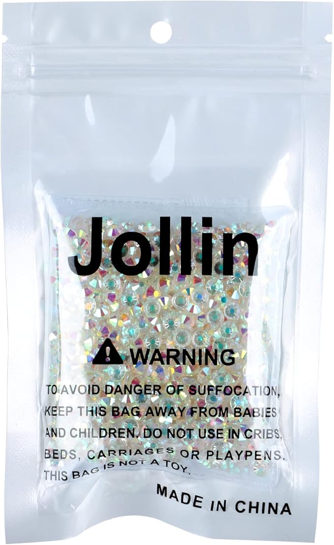 Jollin Glue Fix Flatback Rhinestones Glass Diamantes Gems for Nail Art Crafts Decorations Clothes Shoes(ss20 1440pcs,Transparent AB)