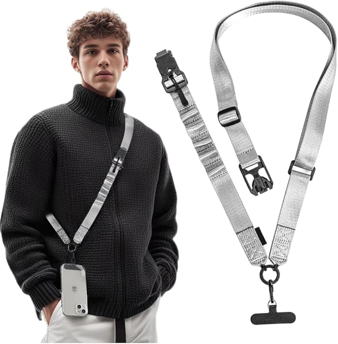 Phone Lanyard Crossbody with Hanging Loops, Clip and Go Strap for Phone with Zipper Wallet, Adjustable Elastic Phone Strap