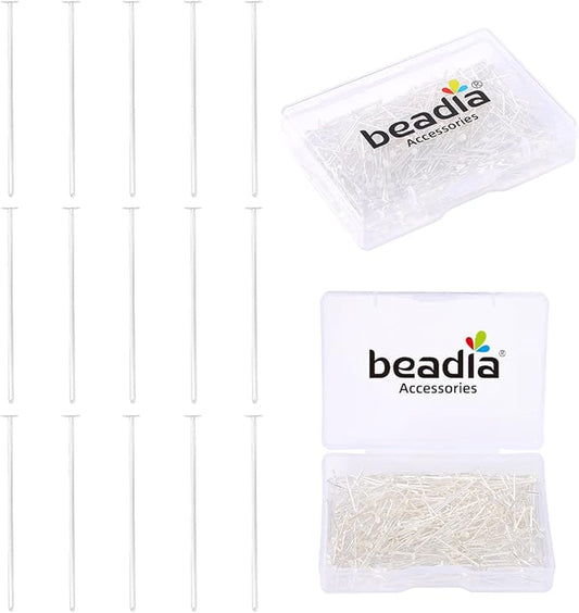 Silver Plated Flat Head Pins Non Tarnish 20mm 300pcs for Jewelry Making Findings