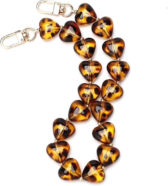 AUMEY Acrylic Heart Bag Chain Purse Charm Versatile handbag Chain Strap Wallet Handle Replacement Handbag Accessory