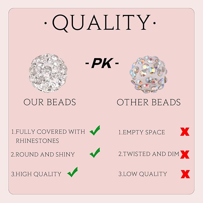 200 Pcs Light Peach Rhinestone Beads for Jewelry Making, Sparkle Crystal Clay Christmas for Bracelet Baseball Necklace Earring Crafting and DIY, Shiny Round Shamballa Disco Ball Beads Bulk