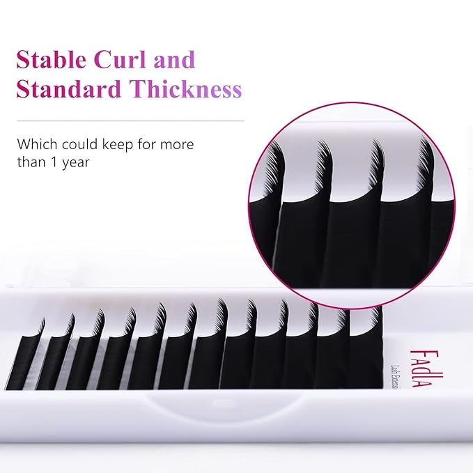 Lash Extension B Curl 20-25mm FADLASH Eyelash Extensions Mixed Tray Lashes 0.15 Faux Mink Single Classic Lash Extensions Supplies (0.15-B, 20-25mm Mix)