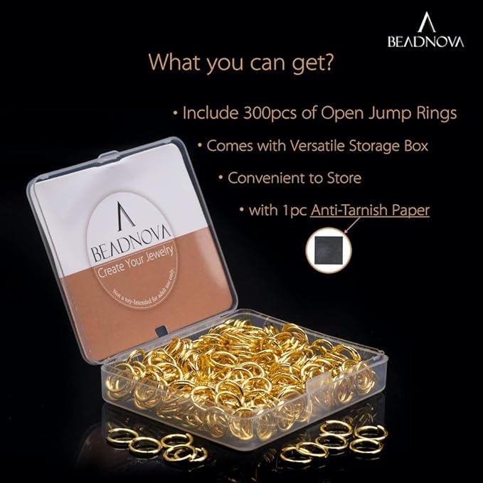 BEADNOVA 10mm Jump Rings Gold Jewelry Jump Rings for Jewelry Making Earrings Accessories for Keychains (300Pcs)