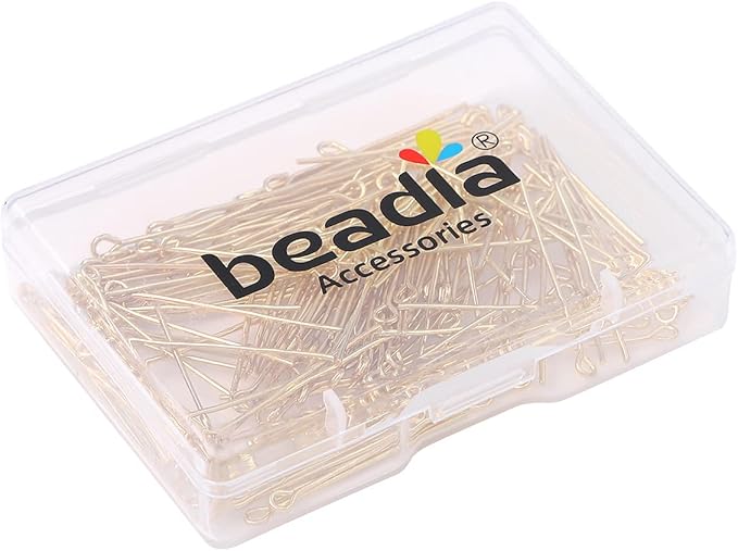 14K Gold Plated Open Eye Pins Non Tarnish 30mm 150pcs for Jewelry Making Findings