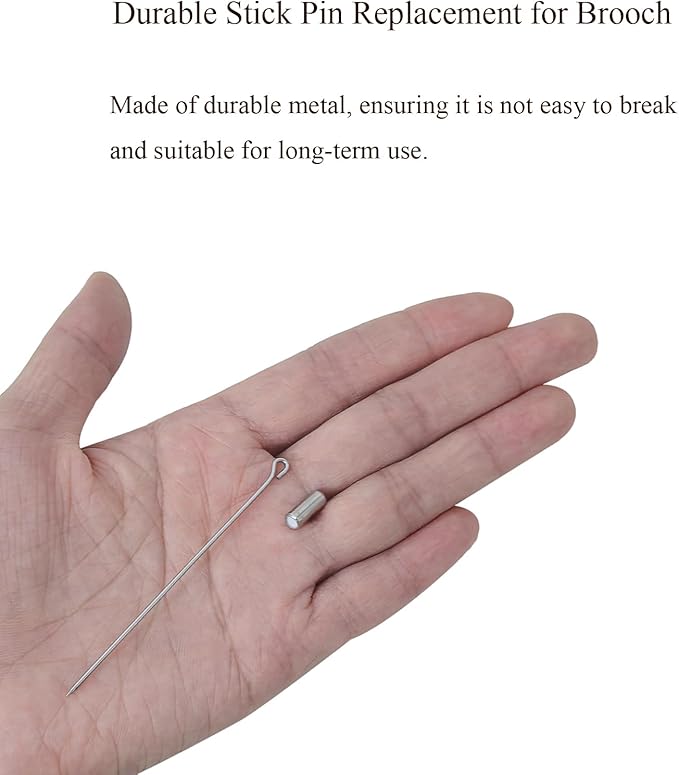 20Pcs Brooch Pin Stick for Jewelry Making, Silver Brooch Stick Pin 70 mm Long Lapel Brooch Metal Safety Pin Stick with Stopper Ends Hat Pin for Boutonniere Jewelry Making