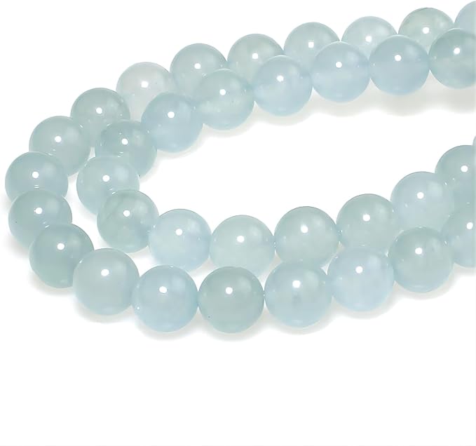 MJDCB Stone Beads 10mm 35pcs Round Grey Blue Jade Loose Gemstone Bead Charms for Jewelry Making Bracelet Necklace Earring Pendant