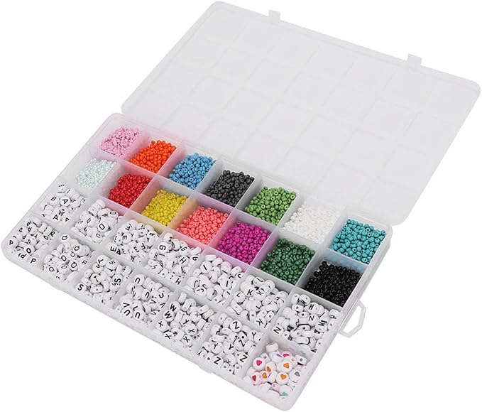 plplaaoo Letter Beads Alphabet Beads Plastic Beads Craft Beads 6303PCS DIY Jewelry Making Kit with Storage Box for Necklace Bracelet Hand Eye Coordination Kids Adults Gift