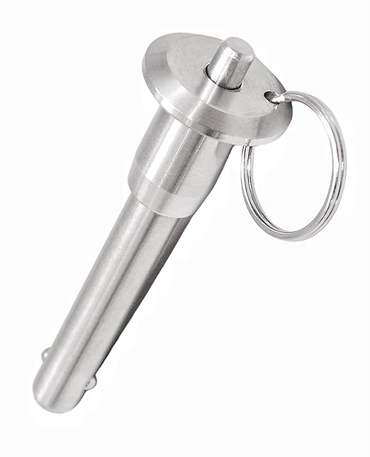 Stainless Steel Ball Head Locking PinQuick Release Pin , 6mm 1/4" Pin Dia Safety Push Button Linear Array Stop Pin with Lanyard Cable for Musical Instrument (1Pack, Usage Length(MM):20)