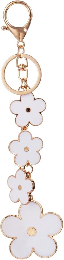 Women's Flower Bag Charms Enameled Keychain Purse Accessories