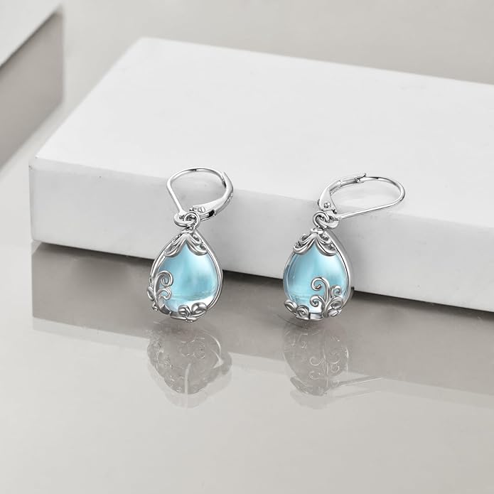 POPLYKE Celtic Filigree Teardrop Drop Dangle Earrings Sterling Silver Leverback Earrings Jewelry for Women