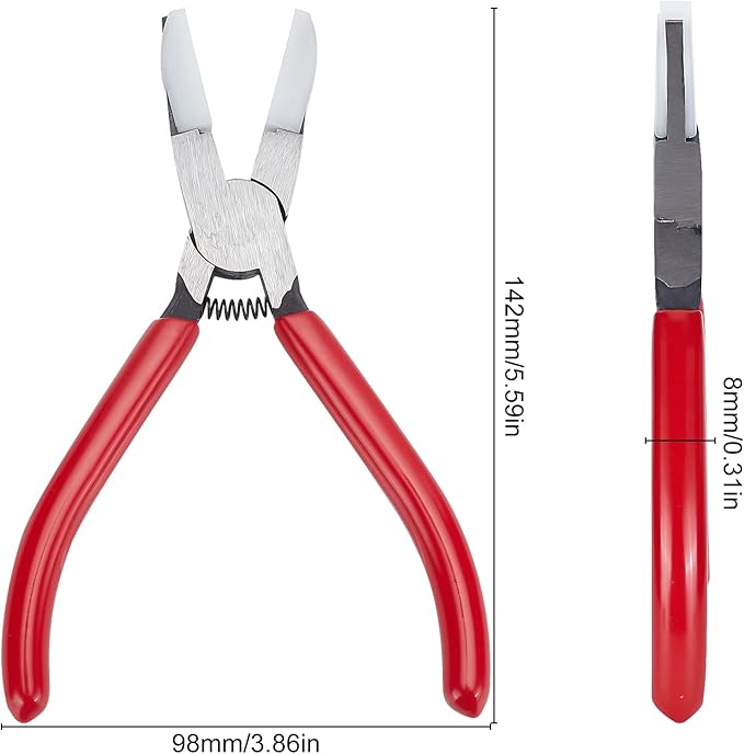 SUNNYCLUE 5.59Inch Rubber Flat Nose Pliers Double Nylon Jaw Mini Precision Plier Wire Beading Jewellery Tools for DIY Jewelry Making Repair Hobby Projects Crafts, Red