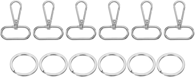 uxcell 12 Pcs Swivel Clasp Hook, 1.26" Purse Snap Clasps Detachable for Bag, Silver