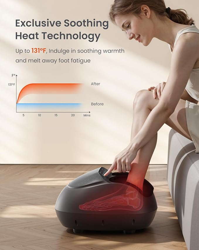 RENPHO Full Foot Massager Machine, 2026 Upgraded Shiatsu Foot Massager with Heat, FSA Eligible HSA Store Eligible, Plantar Fasciitis Massager, Birthday Gifts for Women Mom Men Dad, Fits Up to Size 13