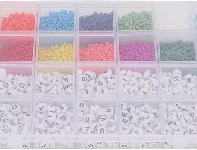 plplaaoo Letter Beads Alphabet Beads Plastic Beads Craft Beads 6303PCS DIY Jewelry Making Kit with Storage Box for Necklace Bracelet Hand Eye Coordination Kids Adults Gift