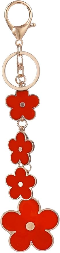 Women's Flower Bag Charms Enameled Keychain Purse Accessories
