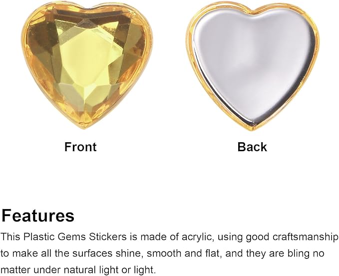 MECCANIXITY 40 Pcs Acrylic Heart Rhinestone 15mm Flat Back Plastic Gems Jewelry Stickers for Craft Bead Face Painting Costume Jewelry Making, Light Brown