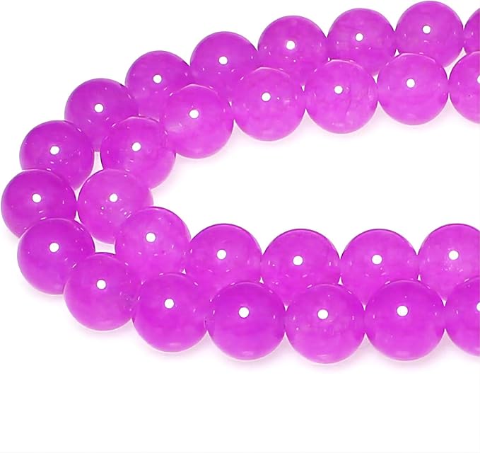 MJDCB Stone Beads 6mm 60pcs Round Purple Red Jade Loose Gemstone Bead Charms for Jewelry Making Bracelet Necklace Earring Pendant