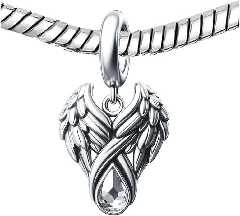 KunBead Guardian Angel Wings Birthstone Dangle Birthday Charms Compatible with Pandora Charm Bracelet for Women