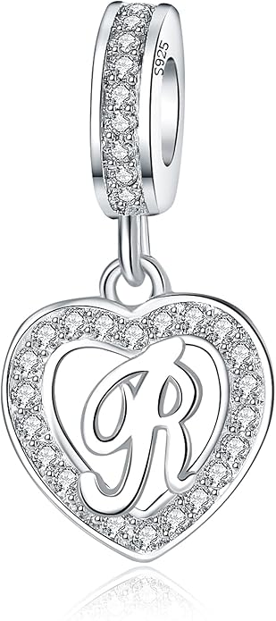 925 Sterling Silver Letter Charms A~Z Alphabet Charm Letter Beads fit Pandora European Bracelets fit Wife Mom Christmas Birthday Gift