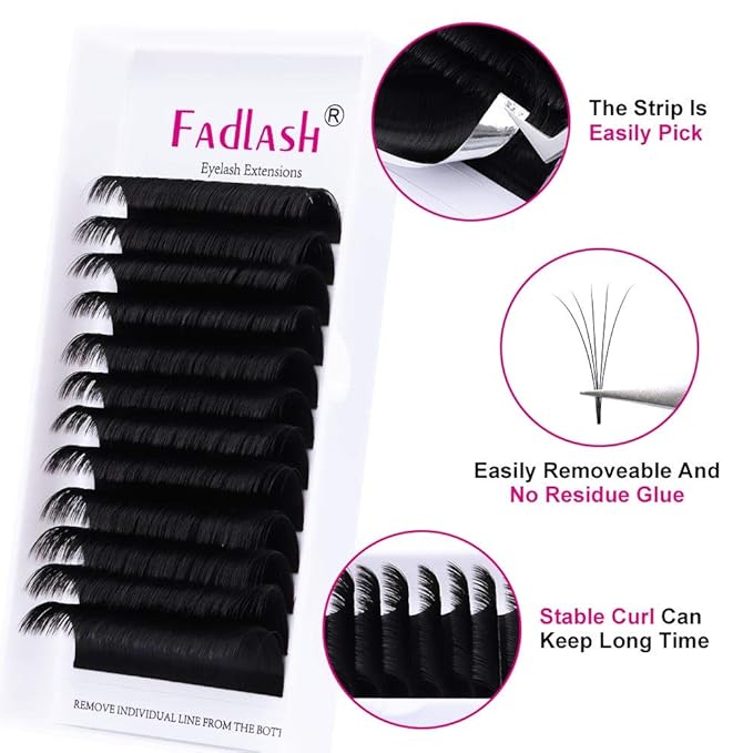 Easy Fan Volume Lashes 8-14mm Mixed Tray CC Curl Lash Extensions Self Fanning Eyelash Extensions Russian Blooming Lash Extension Supplies(0.07-CC, 9-17mm Mix)