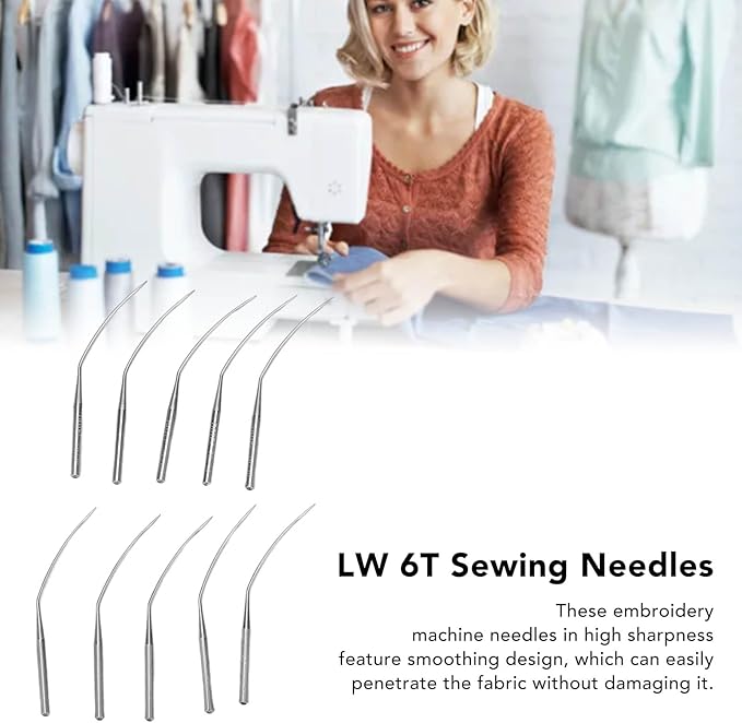 10Pcs Industrial Blindstitch Curve Sewing Needle, Sewing Machine Needles for Repair Replacement(LWx6T 10#）