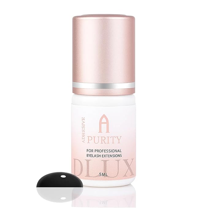 Dlux Professional- Purity Omega Professional Luxury Semi-Permanent Eyelash Extension Black Glue 5ml, For Volume, Extra Strong, Lash Extensions Adhesive, 1 Sec Drying, Up to 7 Weeks, Lash Supplies