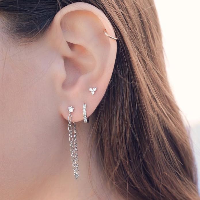 Gacimy Gold Huggie Earrings for Women 14K Real Gold Plated, Small Cubic Zirconia Cartilage Hoop Earrings Cuffs for Women