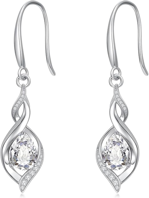 HPQQ Birthstone Earrings for Women 925 Sterling Silver Infinity Love Jewelry Valentines Day Birthday Gifts for Her Mom Wife Girlfriend