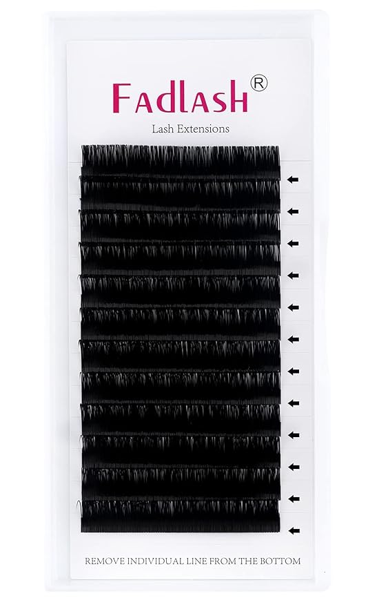 Eyelash Extensions FADLASH 0.18 D Curl Lash Extensions 15-20mm Length Supply Individual Lashes Classic Eyelash Extensions Silk Lashes Single (0.18-D, 15-20mm Mix Tray)