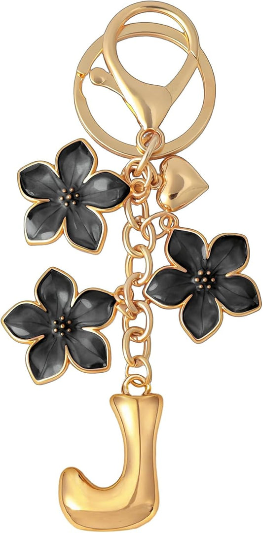 Snycler Bubble Initial Keychain Graceful Flower for bags car remote–A-Z Letter Charms for Women