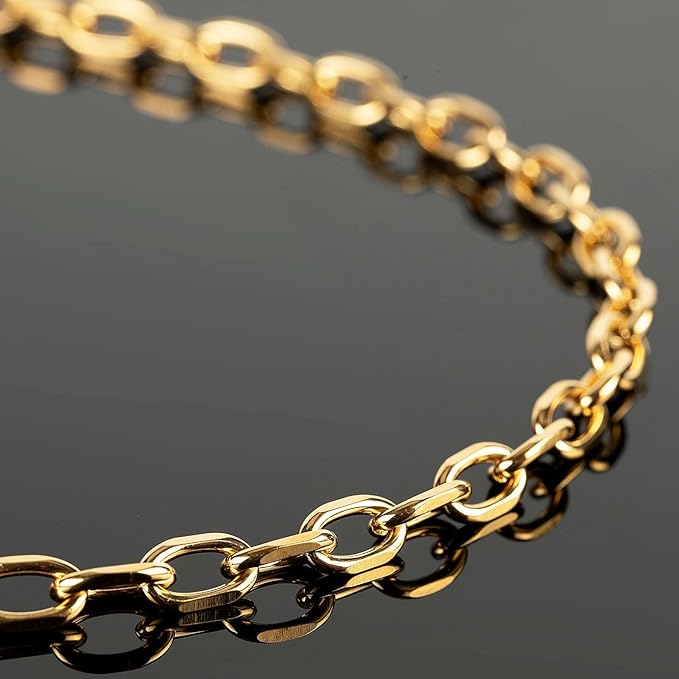 UMAOKANG 16.4 Feet Gold Plated Chain for Jewelry Making, Stainless Steel Cable Necklace Chains Bulk with Jump Rings and Lobster Clasps Jewelry Supplies