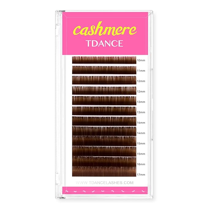 TDANCE Dark Brown Lash Extensions Colored Lash Extensions Classic Lash Extension 0.07mm C/D Curl Premium Brown Eyelash Extensions Salon Use (Dark Brown,C-0.07,10-17mm)