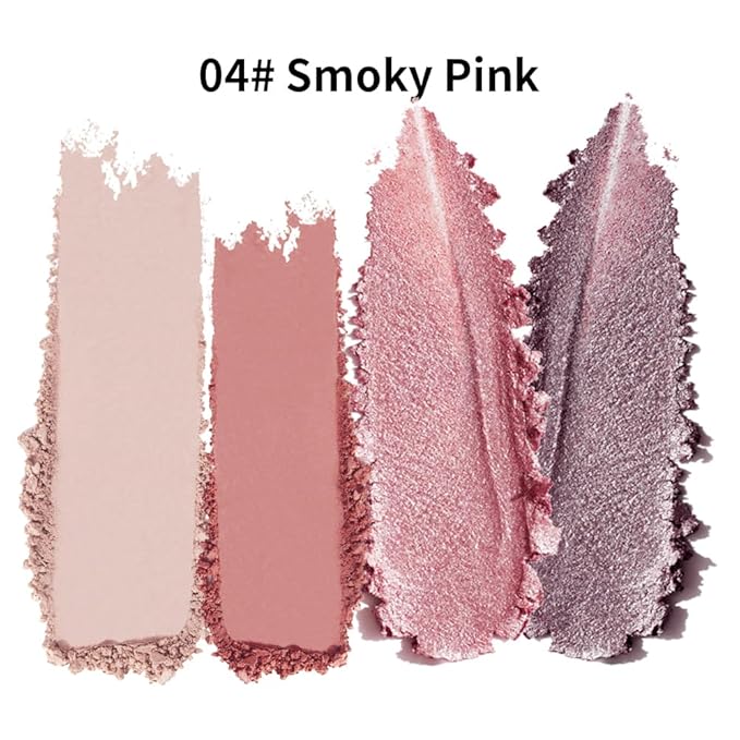 Eyeshadow Palette 4 Colors, Rose Nude Pink Brown Matte & Shimmer Shades, Highly Pigmented Blendable Long-Lasting Eye Shadow, Soft Silky No Fallout Daily Natural Glam Makeup, Makeup Gift for Women-B04