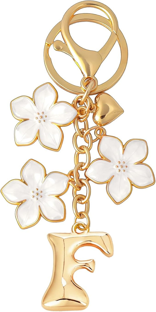 Snycler Bubble Initial Keychain Graceful Flower for bags car remote–A-Z Letter Charms for Women