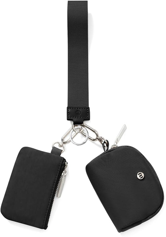 Keychain Wallet Mini Zip Around Wristlet Wallets for Women Detachable Dual Pouch Wristlet Portable Coin Purse Small Wallets