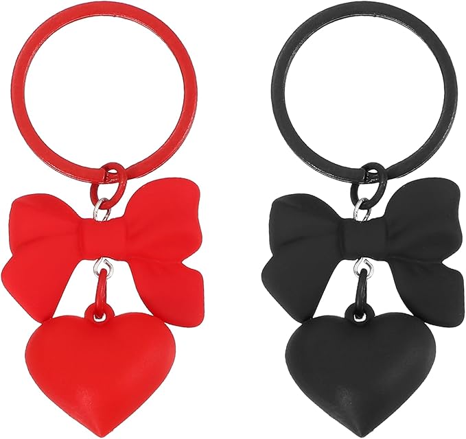 PATIKIL Cute Heart Keychain for Women, Bow Heart Purse Charm Bag Charm Accessories for Handbag Car Purse Backpack Wallet