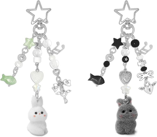 Cute Pink Keychain,Fuzzy Cat Keychain Aesthetic Y2K KeychainStylish KeychainsAccessories