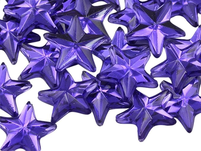 Allstarco Star Rhinestones Embelishments 15mm Flat Back Acrylic Plastic Gems for Jewelry, Crafts, Costumes, Invitations, Cosplay - 35 Pieces (Purple Violet .VT)