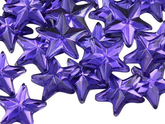 Allstarco Star Rhinestones Embelishments 15mm Flat Back Acrylic Plastic Gems for Jewelry, Crafts, Costumes, Invitations, Cosplay - 35 Pieces (Purple Violet .VT)