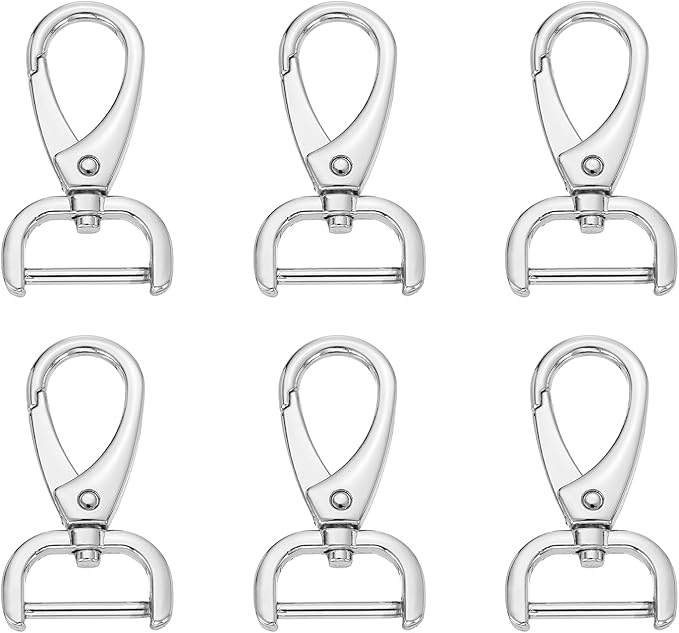 HARFINGTON 6pcs Detachable Snap Hook Swivel Clasp 3/4" (20mm) Zinc Alloy Lobster Claw Clasp for Keychain Lanyard Purse DIY Purse Strap, White