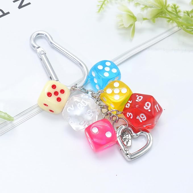 8 Ball Dice Keychain, Y2k Dice Purse Bag Charm with Cherry Star Heart Handbag Accessories for Women Men