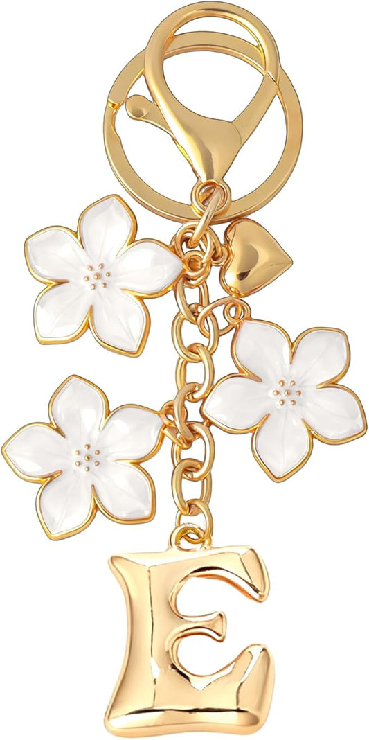 Snycler Bubble Initial Keychain Graceful Flower for bags car remote–A-Z Letter Charms for Women