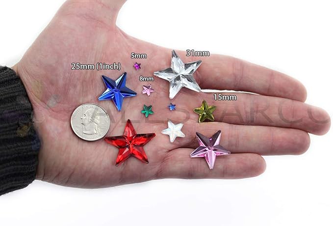 Allstarco Star Rhinestones Embelishments 15mm Flat Back Acrylic Plastic Gems for Jewelry, Crafts, Costumes, Invitations, Cosplay - 35 Pieces (Blue Sapphire Lite .LS)
