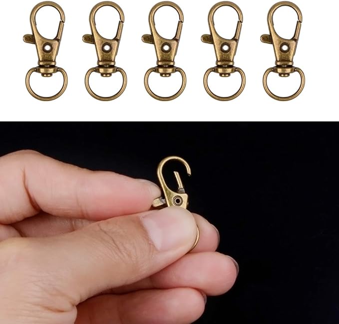 100PCS Keychain Hooks with Key Rings,.Metal Swivel Lobster Claw Clasps, for Keychain Clip Lanyard, Jewelry Making, Crafts (Green Bronze)
