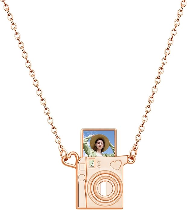 Personalized Stylish Mini Camera Necklace, Custom Picture Locket Pendant Necklace,Memorial Jewelry Gift for Photography Lovers