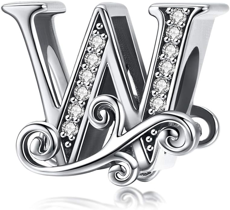 925 Sterling Silver Letter Charms for Pandora Bracelets Alphabet Initial Charms Beads Birthday Christmas Jewelry Gift for Women