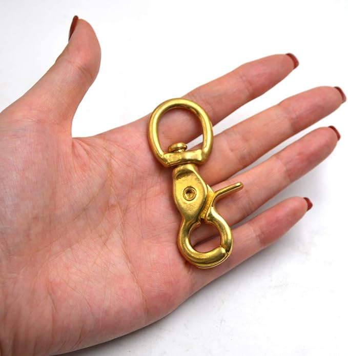Okones Pack of 4,4/5''Eye Diameter,2-2-3'' Overall Length,Solid Brass Lobster Clasps Oval Swivel Trigger Clips Hooks for Straps Bags Belting leathercraft(2-2/3'')