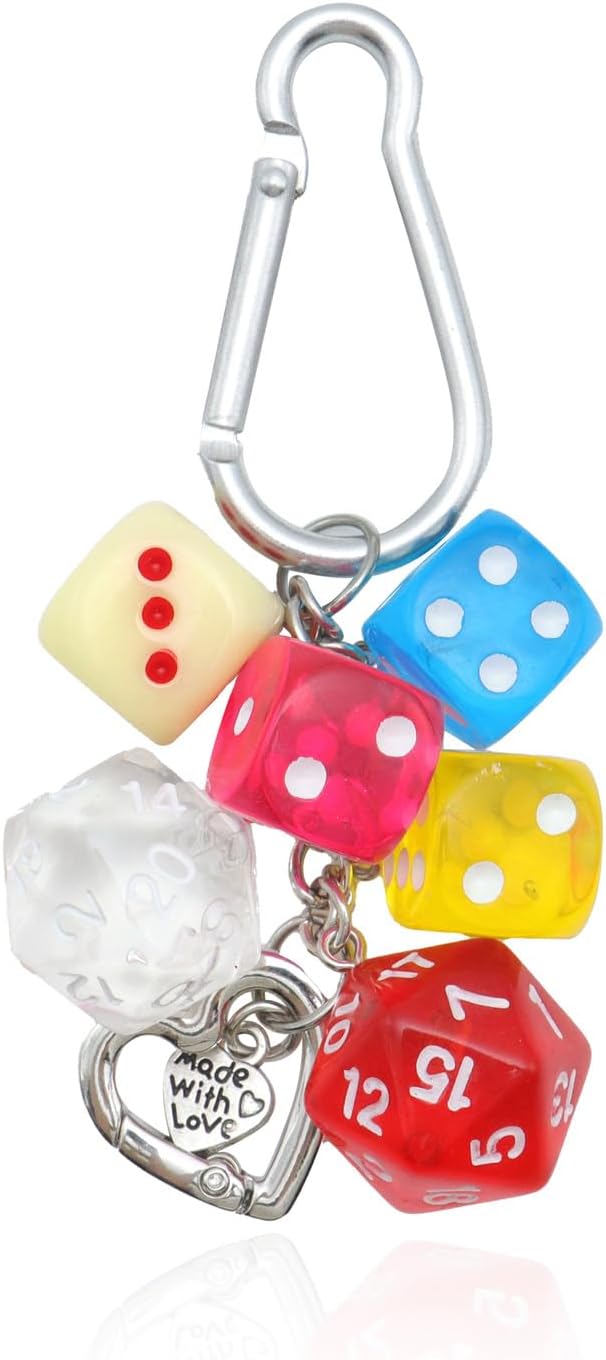 8 Ball Dice Keychain, Y2k Dice Purse Bag Charm with Cherry Star Heart Handbag Accessories for Women Men